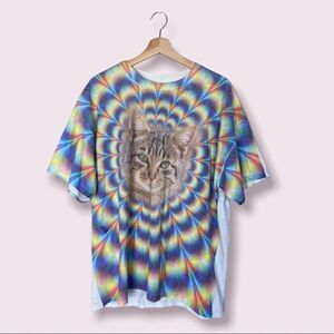 Graphic Cat Spiral Tee - Multicolor Women’s Top